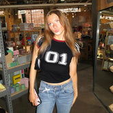 LIZAKOSHT - American Street Style Digital Print Contrast Color Short-sleeved T-shirt for Women