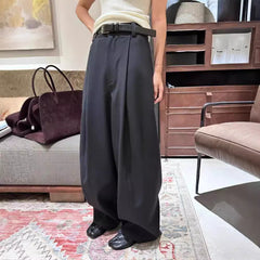 business casual outfits for women Digm Autumn and Winter Minimalist High Waist Draping Loose Straight Wool Suit Pants Casual Pants Trousers for Women 19251