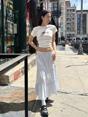 LIZAKOSHT - Korean Style Pleated Skirt All-match Low Waist Mid-length Umbrella Skirt