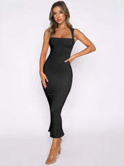 LIZAKOSHT - Women's Hip Skirt Female 2024 Spring and Summer Hot-selling Slit Slim Dress Solid Color Sexy Dress