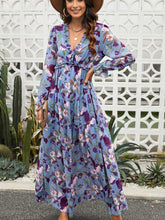 LIZAKOSHT - Women's Floral Frill Ruffle Flounce Sleeve Chiffon Dress, Boho Deep V Neck A Line Dress, Comfort Dress for Beach Holiday Vacation, Summer Holiday Outfits 2024