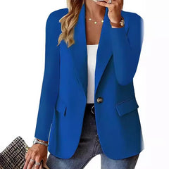 LIZAKOSHT - Women's Solid Button Lapel Collar Blazer for Spring, Elegant Long Sleeve Suit Outerwear for Work Office Business, Clothes for Women, Ladies Spring & Fall Clothes