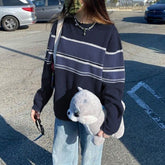 fall outfits 2024 Patchwork Striped Knit Sweater