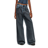 LIZAKOSHT - American Retro Niche Low Waist Wide Leg Jeans Women Summer Loose Distressed Drape Casual Pants Women