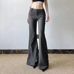 leapord halloween outfit American Style Light Mature Style Solid Color Simple Low Waist Slim Fit Suit Pants Urban Commuter Slimming Casual Flared Pants