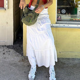 LIZAKOSHT - Women's Frill Ruffle Hem A Line Skirt, Basic Minimalist Comfort Skirt for Holiday Vacation, Lady Spring & Summer Bottoms, Skirts for Women, Summer Outfits, Womenswear