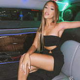 LIZAKOSHT - Women's Dress Sexy One Shoulder Hollow Slit Long Skirt