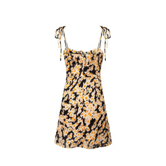 dress to impress Sexy Daisy Sling Dress 2024 Spring and Summer New Retro Style Sexy Low-Cut Short Skirt for Women