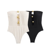 dream clothes 2024 Summer New Women's Clothing Fashion Street Decoration One-Word Chest Wrap Swimsuit 10-8752