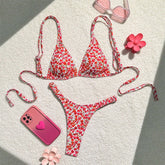 dress to impress 2024 New Swimsuit Women's Floral Triangle Cup Sexy Beach Bikini Huludao Swimsuit