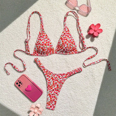 dress to impress 2024 New Swimsuit Women's Floral Triangle Cup Sexy Beach Bikini Huludao Swimsuit