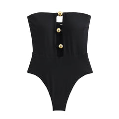 dream clothes 2024 Summer New Women's Clothing Fashion Street Decoration One-Word Chest Wrap Swimsuit 10-8752
