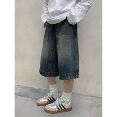 2000s fashion Fashion Harajuku Vintage High Waist Blue Denim Shorts Women's Casual Loose Fit Y2K Punk Streetwear Style Baggy Shorts