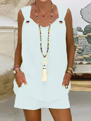 LIZAKOSHT - Two-Piece Set Women's Plus Size Solid Grommet Eyelet Tank Top & Elastic Waist Shorts Set, Boho Casual Sleeveless Top & Shorts for Beach Vacation Holiday, Women's Two-piece Outfits for Summer