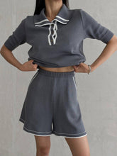 LIZAKOSHT - European and American 2024 Summer New Style Lapel Short Sleeve Simple Solid Color Loose Shorts Woolen Suit Female Leisure Two-piece Suit