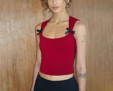 LIZAKOSHT - Women's Summer Plain Bow Decor Square Neck Crop Tank Top, Women's Summer Clothes, Casual Sleeveless Cropped Top for Summer, Fashion Ladies' Clothes for Daily Wear, Womenswear