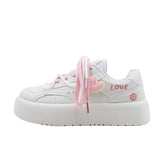 y2k White Deer Shoes Lolita Love Hand-Painted White Shoes Women's Spring New Platform Bread Women's Shoes