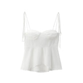 y2k outfits Style 2024 Summer New Women's Solid Color Sleeveless Pleated Strap Corset Top