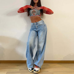 2000s fashion Factory Direct Sales 2024 Spring and Summer New Wide Leg Jeans Women's Light Color High Waist Slimming Straight Trousers