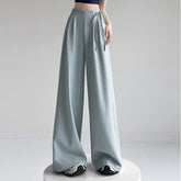 LIZAKOSHT  -  New Spring Summer Buttons High Waist Wide Leg Pants for Women High Waist Lace-up Straight Loose Full Length Trousers Female