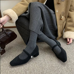 LIZAKOSHT - Autumn Winter New Korean Version French Light Luxury Retro Niche Design High-heeled Square Plush Single Shoes Women's Shoes