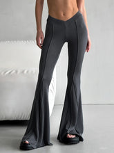 LIZAKOSHT - Woman Slim Skinny Knit Flared Pant V-shaped Waistband All Match Solid Trousers Fashion Casual Chic Harajuku Y2k Clothes