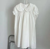 LIZAKOSHT - French Vintage Peter Pan Collar Puff Sleeve Sweet Dress Y2k Spring Summer Pleated All Match Clothes Harajuku High Street Dress