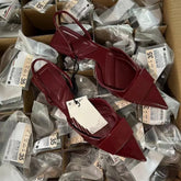 LIZAKOSHT - Elegant Women Sandals Trend Pointed Toe Summer Footwear Comfortable Flat Heel Shallow Slip on Slingback Office Lady Shoes