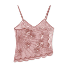 LIZAKOSHT - Y2K Sequin Butterfly Tops Women Sleeveless Spaghetti Strap Sheer See Through Camisole Party Clubwear Summer Date Night Outfits
