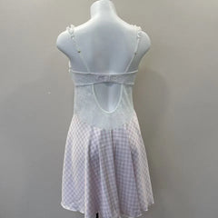 LIZAKOSHT - Sweet Heart Nightgowns Plaid Nightdress College Style Summer Sexy Nightgowns Spice Wide Edge Lace Dress Waist Skinny Nightgowns