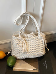 LIZAKOSHT - Casual Knitted Large Capaci oulder Bag for Women Summer Versatile St Weaving Beach Coast Bag Modern Neutral Sle Poly