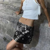 LIZAKOSHT - Glitter Shinny Bodycon Pencil Short Skirts Dancing Party Going Out Skirt Y2K Fashion Streetwear Women Sparkle Sequin Mini Skirt