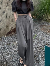 LIZAKOSHT  -  Spring Summer New Vintage Trousers Loose Solid Color Wide Leg Joggers Trousers Simple High Waist Women Solid Color Pants
