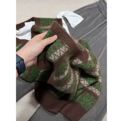 LIZAKOSHT  -  Women Clothing Autumn Winter Vintage Striped All Match Sweater Vest Y2K Simple Casual V Neck Sleeveless Loose Knitted Waistcoat