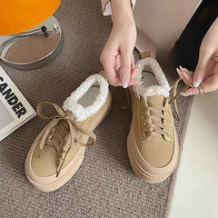 LIZAKOSHT - Trend Women's Snow Boots Elegant With Medium Heels Ladies Shoes Lace-up Laces Sale No Slipery Winter Footwear Anti Skid Y2k