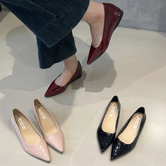 LIZAKOSHT - Autumn Women Pointed Toe Women Boat Shoes Fashion Low Wedge Heel Ladies Elegant Ballerinas Shoes Dress Pumps New Shoes Woman New