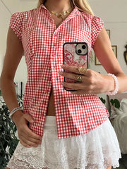 LIZAKOSHT - Women Floral Print Blouse V-Neck Sleeveless Tank Top with Ruffle Hem for Chic Summer Style and Beachwear