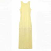 LIZAKOSHT - Elegant Sleeveless Hight Waist Slim Party Dress Casual O-neck Solid Wrap Hip Dresses Fringed Splicing Fashion Women's Long Dress