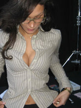 LIZAKOSHT - Fashion Striped Blouses Office Ladies Y2k Aesthetic Vintage Buttons Up Lapel Collar Shirts Women Korean Casual Tops