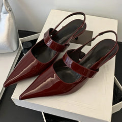 LIZAKOSHT - Sexy Red High Heels Women Pointed Toe Stiletto Heel Slingback Sandals Female Elegant Fashion Office Shoes Party Dress Shoes