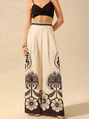 LIZAKOSHT  -  Women's Clothing European and American Spring and Summer New Fashion Casual Print Loose High Waist Wide Leg Long Pants