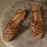 LIZAKOSHT - New Outdoor Handmade Cross Weaving Sandals Vintage Elegant Beach Shoes Summer Slippers Women's Flat Shoes