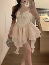 LIZAKOSHT - French Luxury Sweet Dress Women Slim Fit Waist Cinched Spaghetti Strap Puff Mini Dress Birthday Party Princess Fashion Clothes