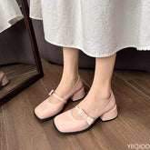 LIZAKOSHT - Spring Summer New coarse heeled women's single shoes bow pink simple comfortable versatile elegant sweet women's shoes