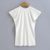 LIZAKOSHT  -  Minimalist Edgeless Brushed Cotton Short Sleeve T-shirt Women 2025 Spring Summer O-neck Stretchy Slim Fitted Top Hot Girls 56907