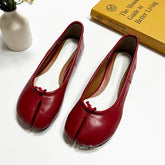 LIZAKOSHT - Women Red Ballets Shoes Split Toe Flat Ballerines Mary Janes Plus Size 44 Lolita Dress Ballerina Zapato Muje
