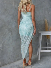 LIZAKOSHT - Spaghetti Strap Backless Sexy Party Dress, Women Summer Fashion Sleeveless Printed Maxi Dress, New V-Neck Slim Ladies Dress