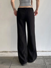 LIZAKOSHT - Casual Loose Solid Suitpants Office Lady Basic Mid-Waisted Straight Wide Leg Pants Women Summer Fashion Streetwear