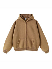 LIZAKOSHT - Retro Trendy Suit Women thicken Hoodie jacket Washed Wax Dyed Worn-Out fashion Sweatshirts Loose Pants Hoodies Set