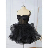 LIZAKOSHT - Mini Tiered Homecoming Dresses Sexy Cocktail Ball Party Gowns Shiny Short Backless Evening Dresses Коктейльные Платья